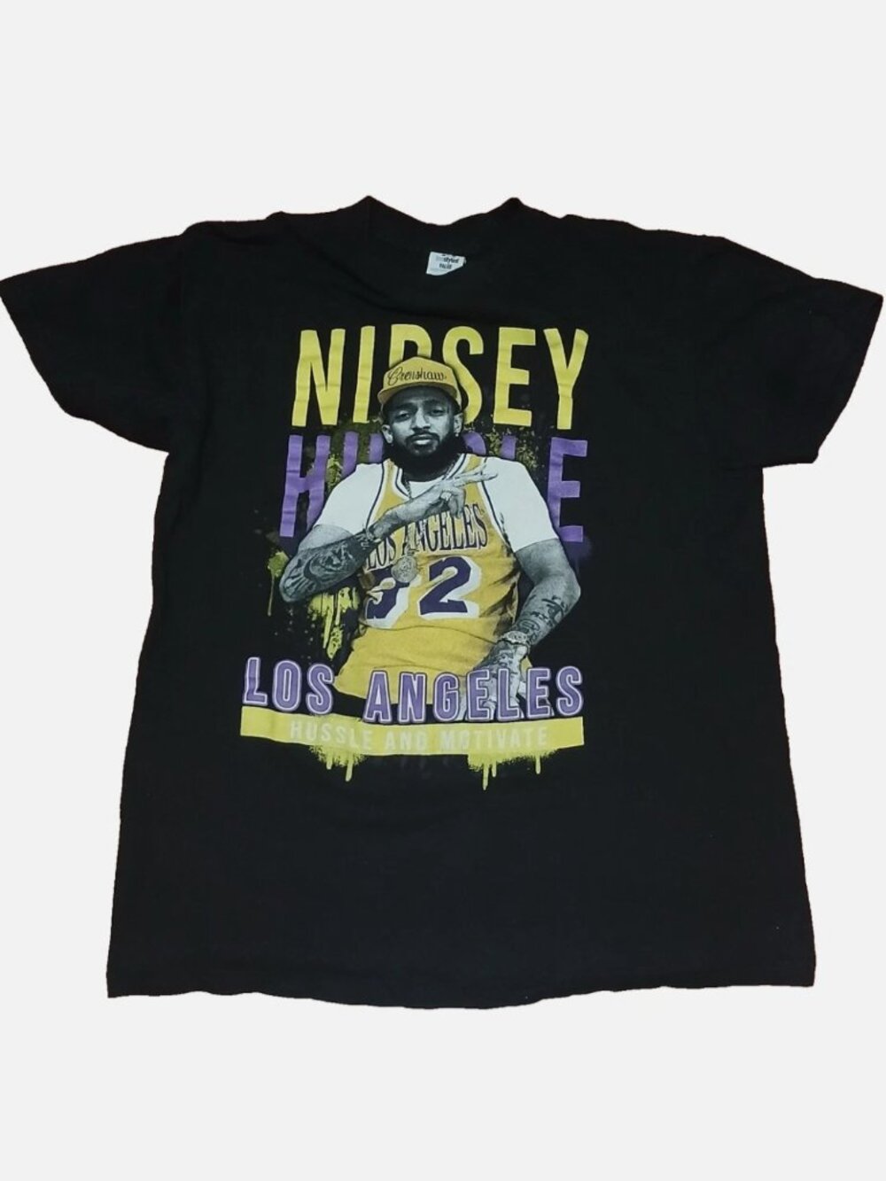 Nipsey Hussle Los Angeles Hussle And Motivate T-Shirt SZ Medium